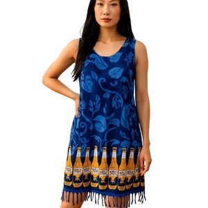 Vintage 90s Corona Beer Dress Women  Sleeveless Hawaiian Swim Coverup Dress Size